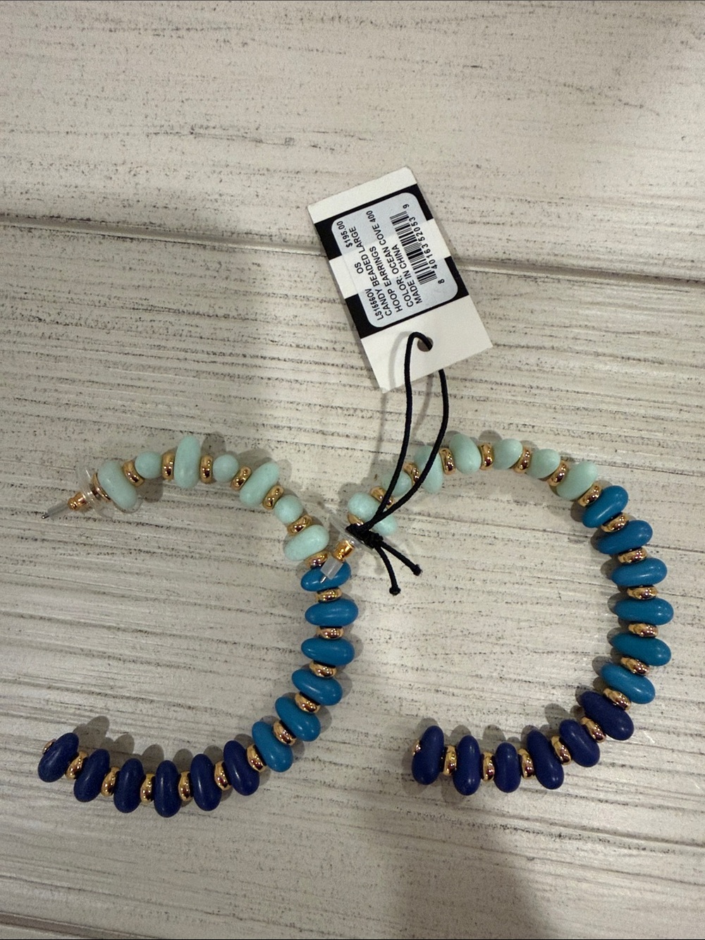 Gold-Accent Blue Gradient Hoop Earrings - Women Jewelry